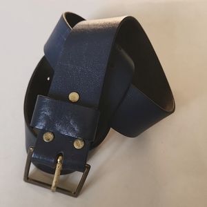 Vintage Dante Glazed Full Grain Steerhide Navy Leather Belt
